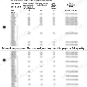 Perkins 6.354, T6.354, 6.3542, 6.372 engine fuel pump static timing and marking angle specification table.