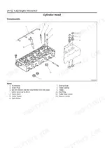 1c1b2cb5-b-isuzu-engine-800 Isuzu 4LE2 engine mechanical section, cylinder head components exploded and numbered