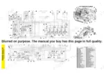 3d4d4405-b-hydraulic-schematic-5805 Caterpillar M320 hydraulic schematic 144-0860, the fold-out circuit with a standard components table naming all sixty-seven numbered items, from the main and swing pumps and the main control valve to the wheel brake accumulator, oscillating axle cylinder, travel brake valve and the dozer and stabilizer control valves, plus two machine callout illustrations locating every item on the excavator and the carrier