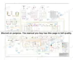 50a72ee9-b-hydraulic-schematic-9 Caterpillar 329D colour hydraulic schematic for the universal quick coupler attachment, with each component labelled by its own factory part number, a colour key naming the circuits it separates and a line-pattern legend for pressure, pilot and load-sensing, drain and return, component group, attachment and air lines