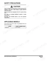 50adf7ae-b-page-764 Doosan DX225LCA safety precautions and applicable models table for serial numbers 5167 and up.
