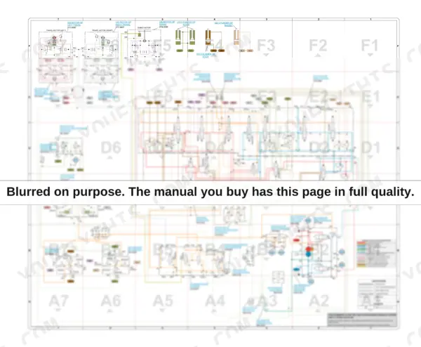 Caterpillar 314D CR interactive hydraulic system schematic in colour, with each component labelled by its own factory part number, a colour key separating the right and left main pump output, pilot output, travel speed control, supply, drain and return, powershift, attachment, travel and swing motor control and the cylinder control circuits, and a line-pattern legend for pressure, pilot, drain, attachment and air lines
