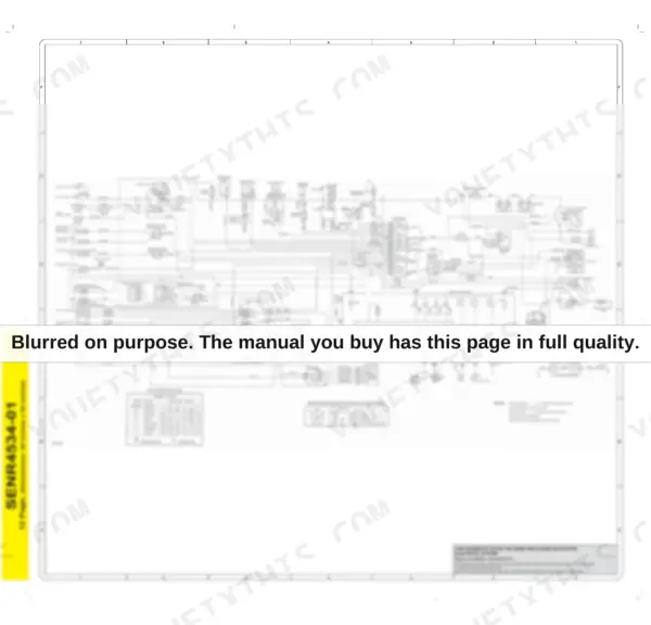 Caterpillar E200B and EL200B electrical schematic SENR4534-01, a fold-out wiring diagram with the fuse box, monitoring panel, starter switch position and connection table and the wire colour code key