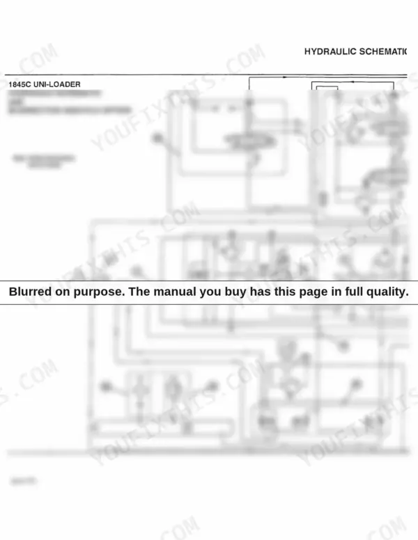 Case 1845C Skid Steer hydraulic schematic with bi-direction high-flo option and numbered component diagram.
