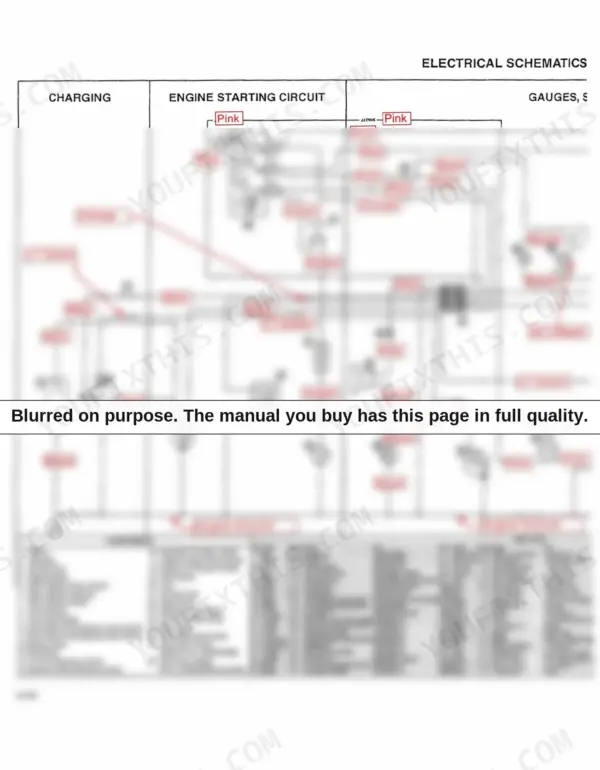 Case 1845C Skid Steer electrical schematic showing charging, starting circuit, and wire listing table.