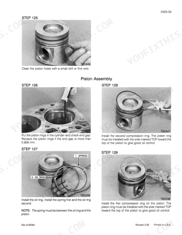 Case 1150E service manual - Piston Assembly