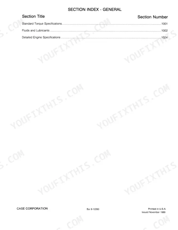 case-580k-phase-3-loader-backhoe-service-manual-9902b-page-4 Case 580K service manual - Section Index - General