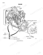 case-corporation-688-excavator-crawler-excavator-service-manual-8-66052-exploded-view-45 Case Corporation 688 Excavator engine installation diagram showing radiator, engine, hydraulic pump, and mounting hardware.