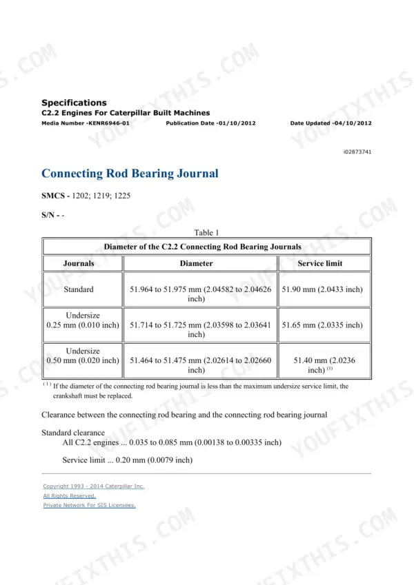 Caterpillar 216B3 repair manual - Specifications
