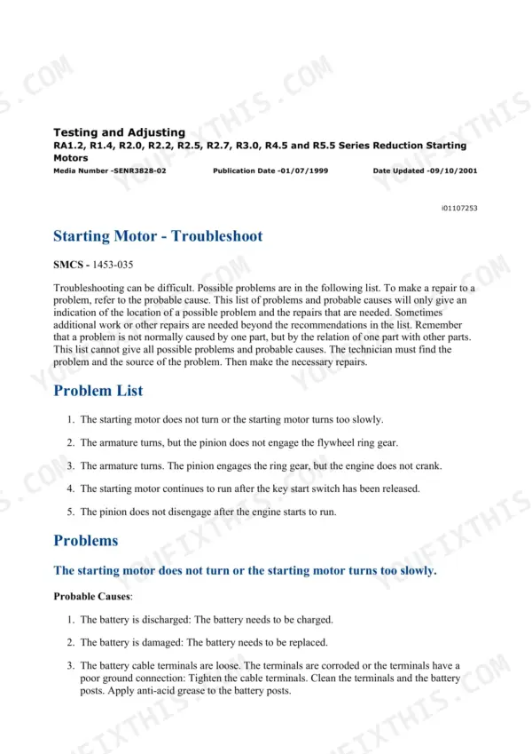 Caterpillar 236 repair manual - Electrical and Starting System, Testing and Adjusting