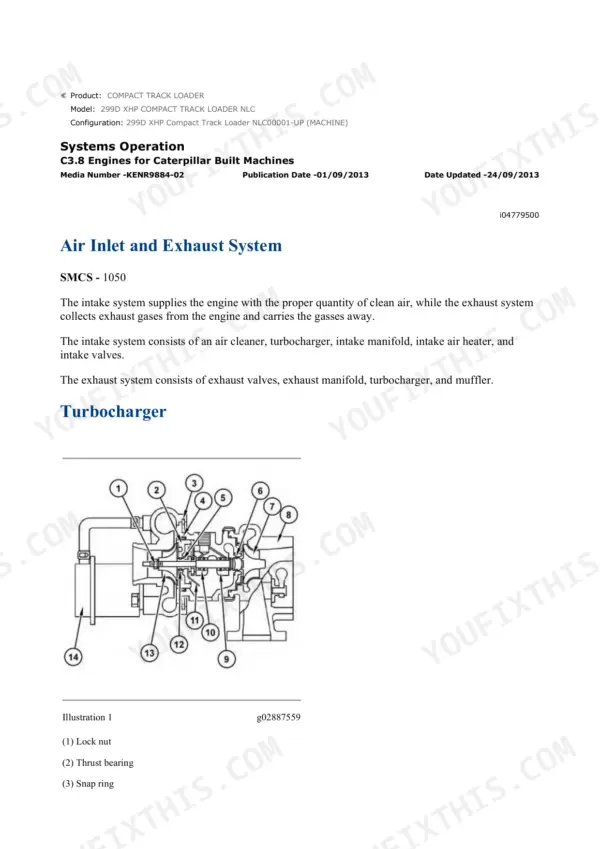 caterpillar-299d-xhp-repair-manual-nlc-compact-track-loader-page-4 Caterpillar 299D XHP repair manual - Air Inlet & Exhaust, Product: COMPACT TRACK LOADER