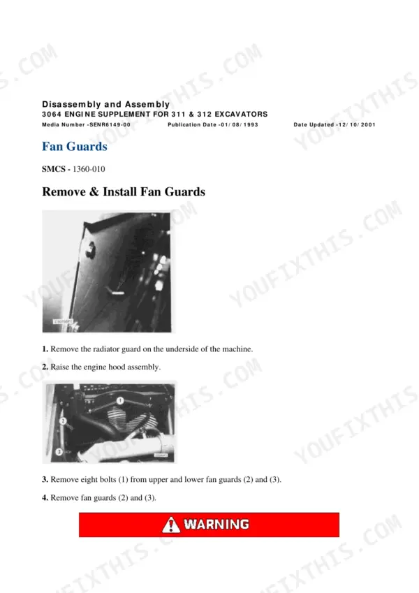 Caterpillar 312 repair manual - Cooling System, Disassembly and Assembly