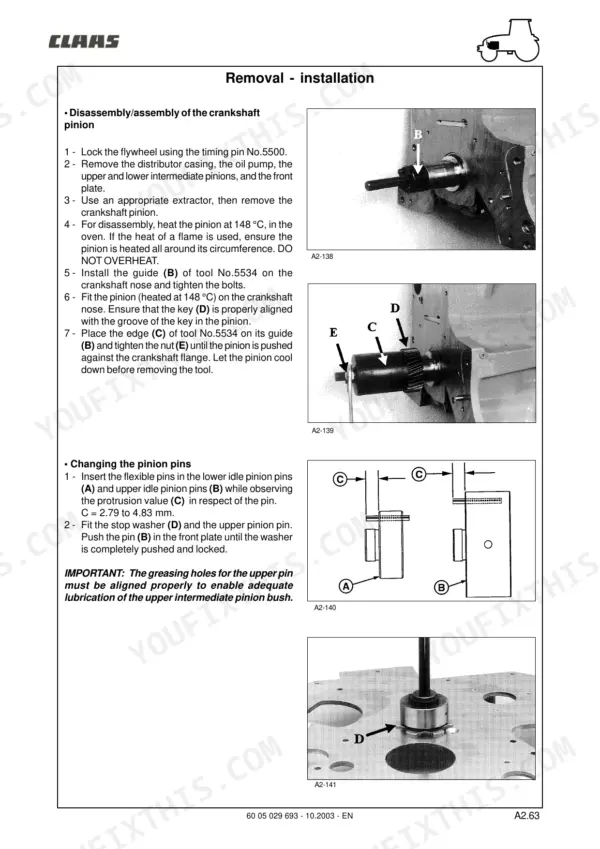 CLAAS Ares 546 workshop manual - Engine & Injection System, Removal - installation