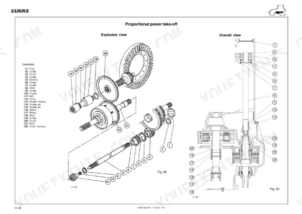 CLAAS Ares 546 workshop manual - Rear Axle, Brakes & 4WD, Exploded view
