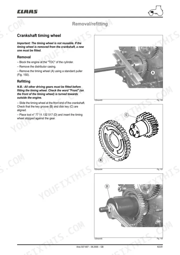 CLAAS Ares 547 workshop manual - Engine & Injection System, Removal