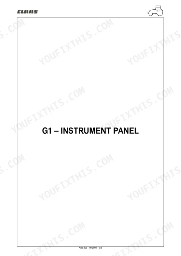 CLAAS Ares 806 repair manual - Electronic Systems (G), G1 \u2013 Instrument Panel