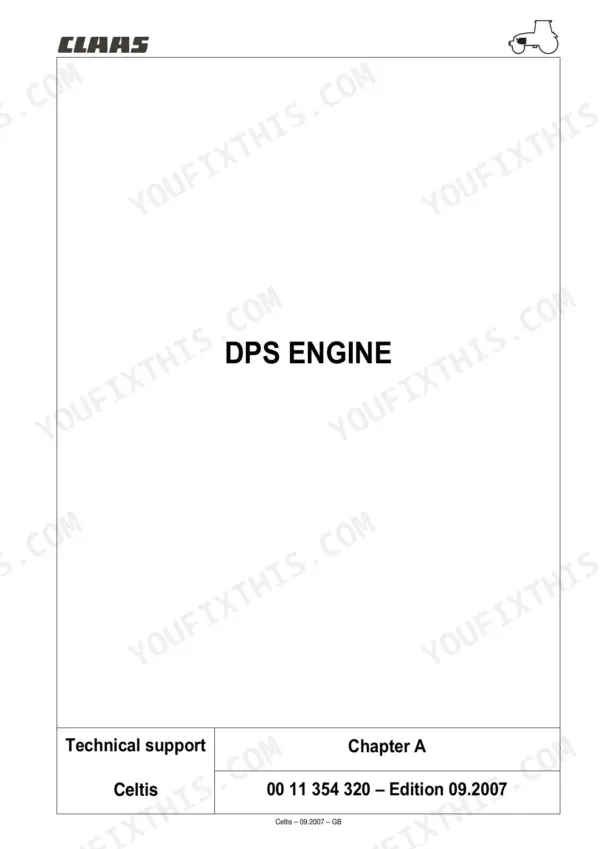 CLAAS Celtis 426 repair manual - Engine & Injection (DPS), DPS Engine