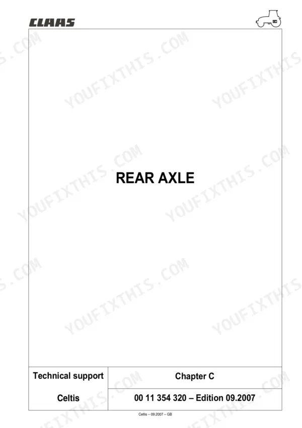 CLAAS Celtis 426 repair manual - Rear Axle, PTO & Brakes