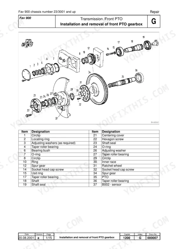 Fendt Favorit 916 workshop repair manual - Transmission (Group 1000), Repair