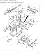 Ford 5610 exploded view diagram of the hydraulic lift cover assembly and related internal linkage components.