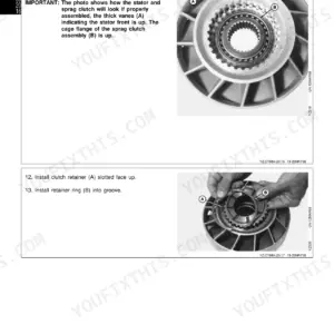 Funk DF150 torque converter free stator and sprag clutch assembly photos with vane and cage-flange callouts - CTM84 page 60.
