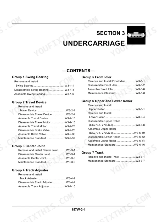 Hitachi EX200-5 repair manual - Undercarriage, 5HPRYH\u00fdDQG\u00fd,QVWDOO\u00fd)URQW\u00fd,GOHU \u00ef\u00ef\u00ef\u00ef\u00ef\u00ef\u00ef\u00ef\u00ef\u00ef\u00ef\u00ef\u00ef:\u00ea\u00f0\u00e8\u00f0\u00ec