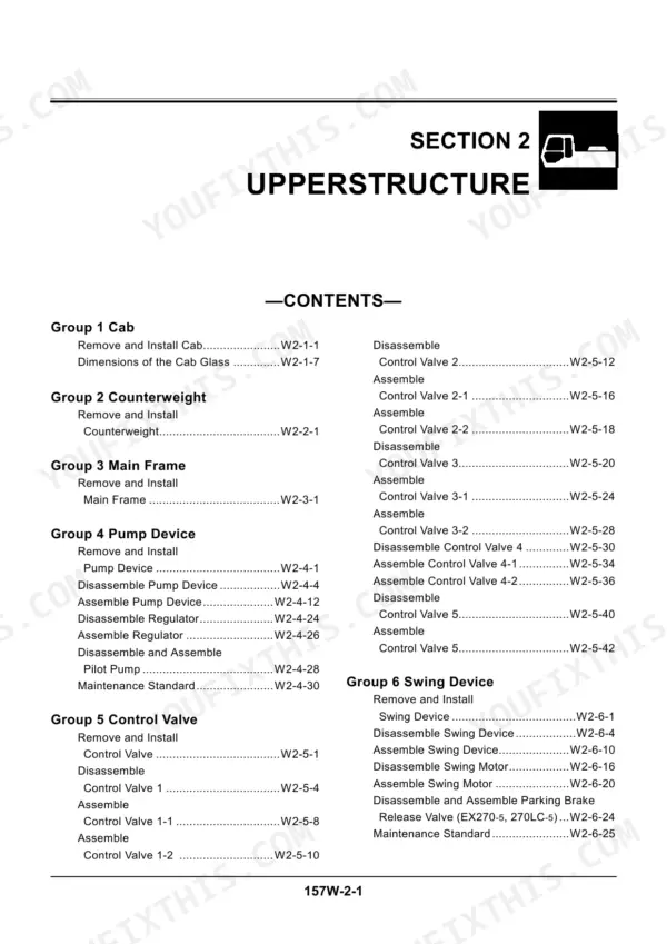 Hitachi EX200-5 repair manual - Upperstructure, 'lvdvvhpeoh