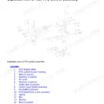 John Deere 280, 284, 300, 304, 320, 324, B350 exploded view diagram of the rear PTO control assembly and parts list.