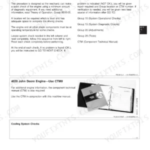 John Deere 300D, 310D, 315D system operational checks and 4039 engine CTM8 manual reference page.