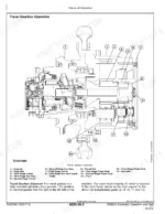 john-deere-350dlc-excavator-technical-manual-tm2359-exploded-view-610 John Deere 350DLC, 350DLC Excavator travel gearbox operation cross-section diagram with numbered component list.