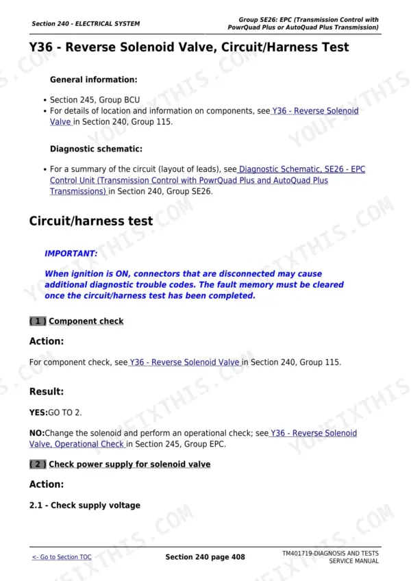John Deere 5080R diagnostic technical manual - Electrical System, Group SE26: EPC (Transmission Control