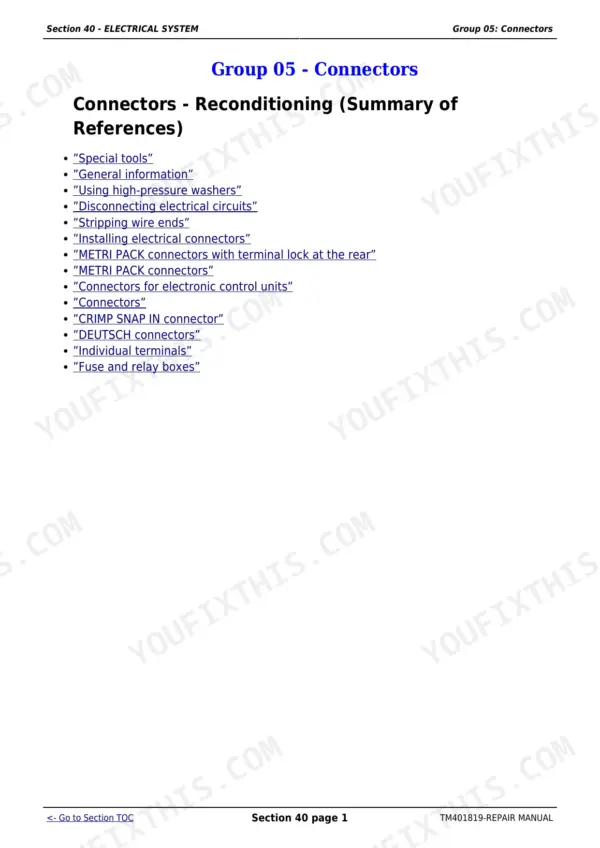 John Deere 5080R repair manual - Electrical System, Section 40 - ELECTRICAL SYSTEM