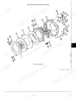 john-deere-5200-to-5500-tractors-technical-manual-tm1520-exploded-view-115 John Deere 5200, 5300, 5400, 5500 exploded view diagram of the dual clutch assembly with labeled components A through Z.