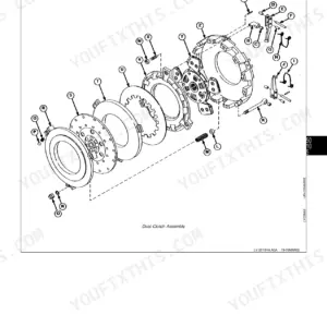 John Deere 5200, 5300, 5400, 5500 exploded view diagram of the dual clutch assembly with labeled components A through Z.