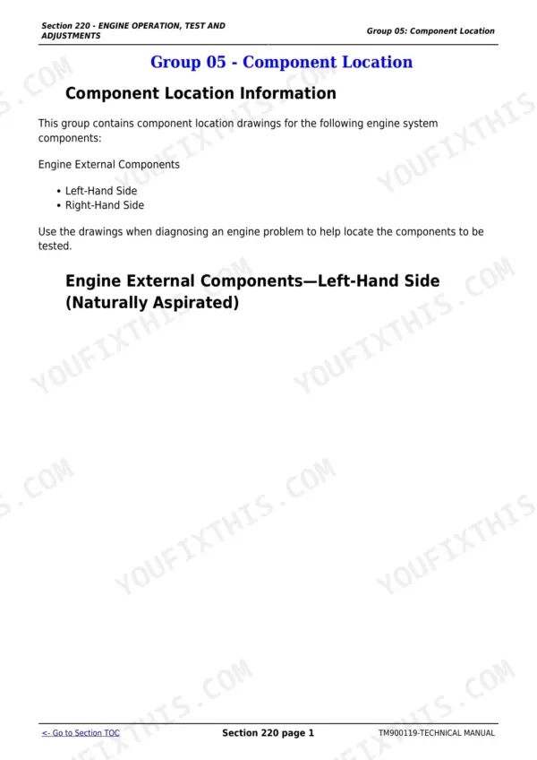 John Deere 5203S repair manual - Engine and Fuel Tests and Adjustments, Section 220 - ENGINE OPERATION, TEST
