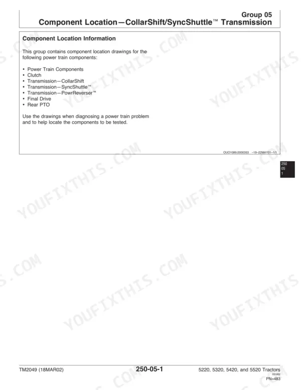 John Deere 5220 diagnostic technical manual - Power Train and Transmissions, Group 05