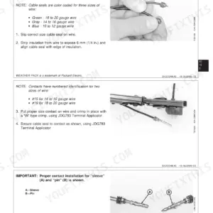 John Deere 5220, 5320, 5420, 5520 wiring harness procedure for installing Weather Pack contacts and crimping terminals.