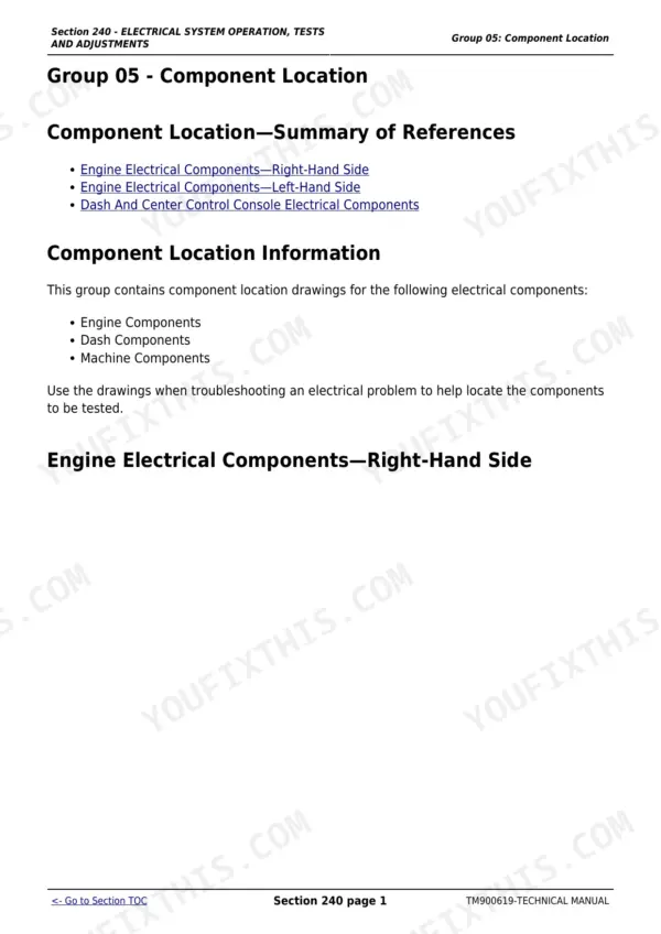 John Deere 5310 repair manual - Electrical System Operation, Tests and Adjustments, Section 240 - ELECTRICAL SYSTEM OPERATION, TESTS