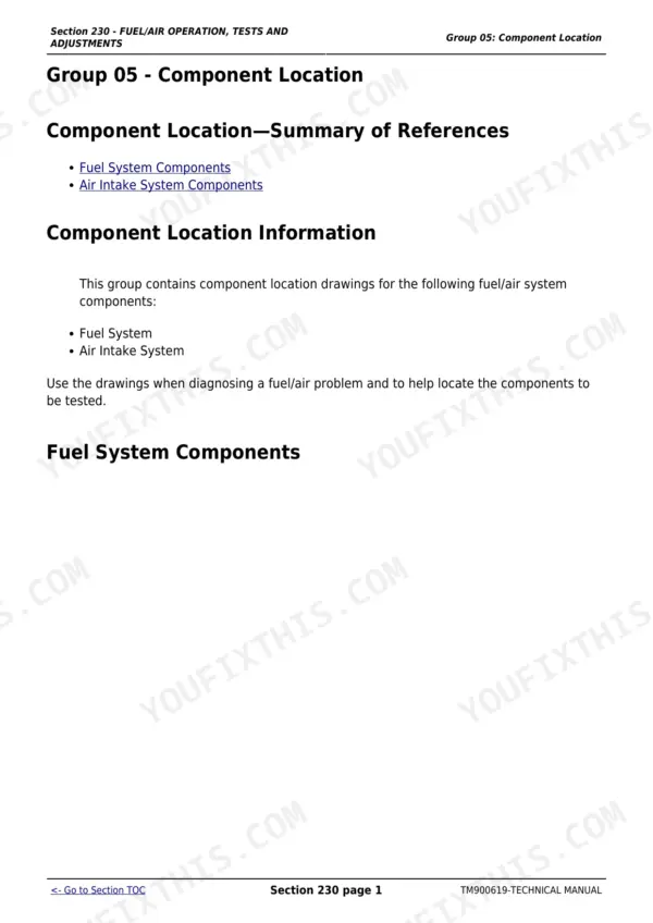 John Deere 5310 repair manual - Fuel/Air Operation, Tests and Adjustments, Section 230 - FUEL/AIR OPERATION, TESTS