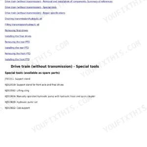 John Deere 6110M repair manual - Drive Train, Group 00: Drive Train (without Transmission) - Removal and Installation