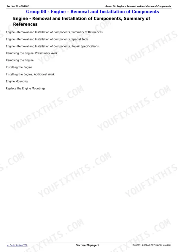 John Deere 6145R repair manual - Engine, Section 20 - ENGINE