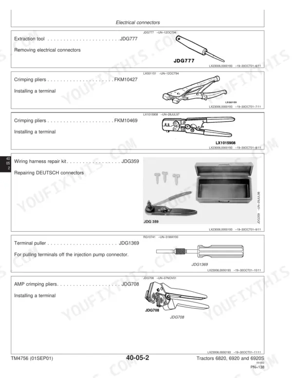 john-deere-6820-6920-6920s-repair-manual-tm4756-electrical-equipment-140 John Deere 6820 technical manual - Electrical equipment, Electrical connectors