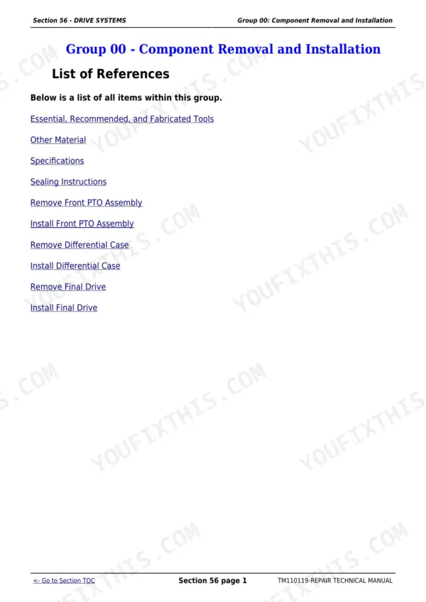 John Deere 7200R repair manual - Drive Systems, Section 56 - DRIVE SYSTEMS