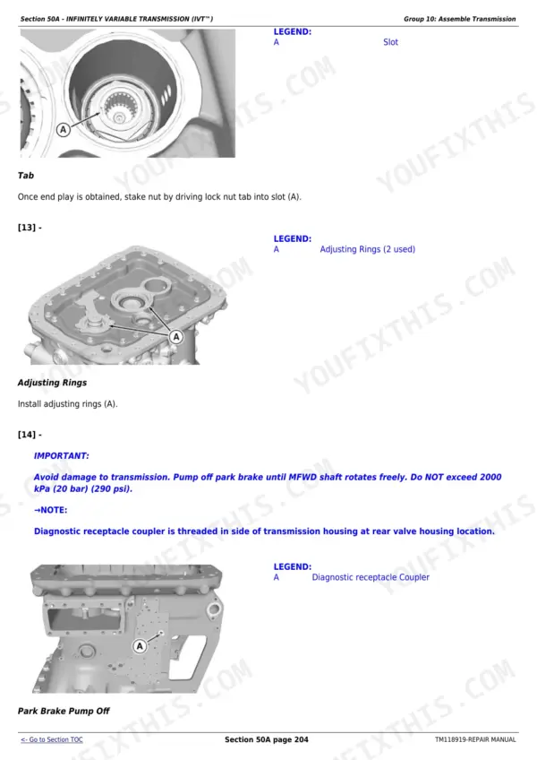 John Deere 7210R repair manual - Section 50A - INFINITELY VARIABLE TRANSMISSION (IVT\u2122)