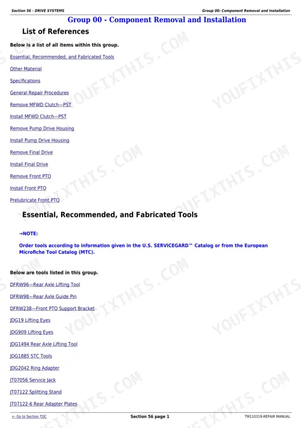 john-deere-8235r-8360r-repair-manual-tm110319-drive-systems-mfwd-axles-822 John Deere 8235R repair manual - Drive Systems & MFWD Axles, Section 56 - DRIVE SYSTEMS