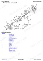 john-deere-agriculture-3032e-3036e-3038e-compact-utility-tractors-diagnostic-and-repair-manual-tm127919-exploded-view-105 John Deere 3032E, 3036E, 3038E exploded view diagram of turbocharger components with labeled parts legend.
