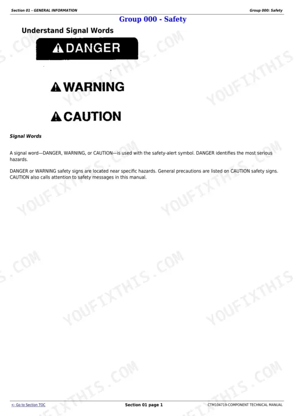 John Deere PowerTech 6068 (6068HFC95 component technical manual - General Information, Section 01 - GENERAL INFORMATION