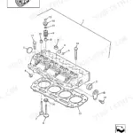 New Holland LS170 cylinder head exploded view with valves, gasket and head bolts — parts catalog page 16.
