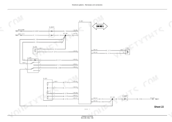 New Holland T6.120–T6.175 repair manual — CAN bus harness and connector wiring diagram, sheet 22, p. 2294