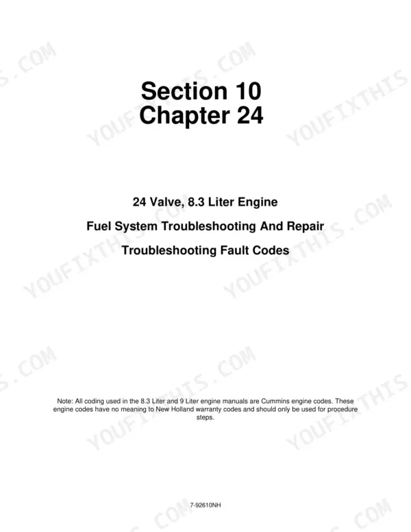 New Holland TJ275 repair manual - Engine: 8.3 Liter Fuel System, Section 10